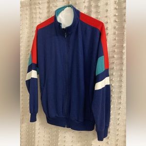 Main Event Athletic Club Color-Block Vintage Zipper Jacket Sweatshirt Sz Large